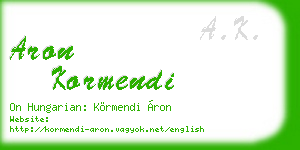 aron kormendi business card